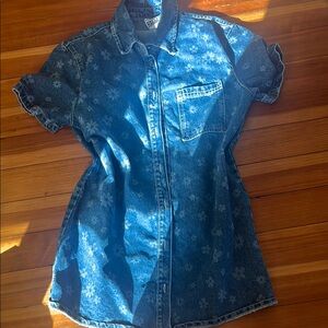 RAGGED Floral Denim Shirt Dress